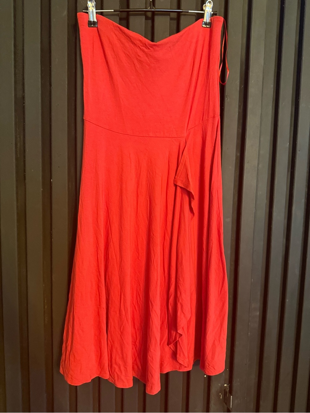Ann Taylor Red Strapless Midi Dress
